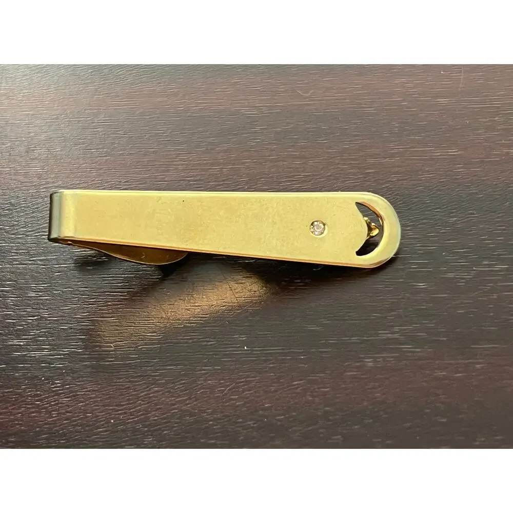 VTG Tie Clips Lot of 3 Gold Tone Rhinestone Unsigned